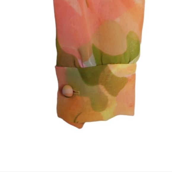 Vintage 1970s Jack Bryan Sleeveless Maxi Dress & Jacket Yellow Coral Green sz 12 - Picture 5 of 15